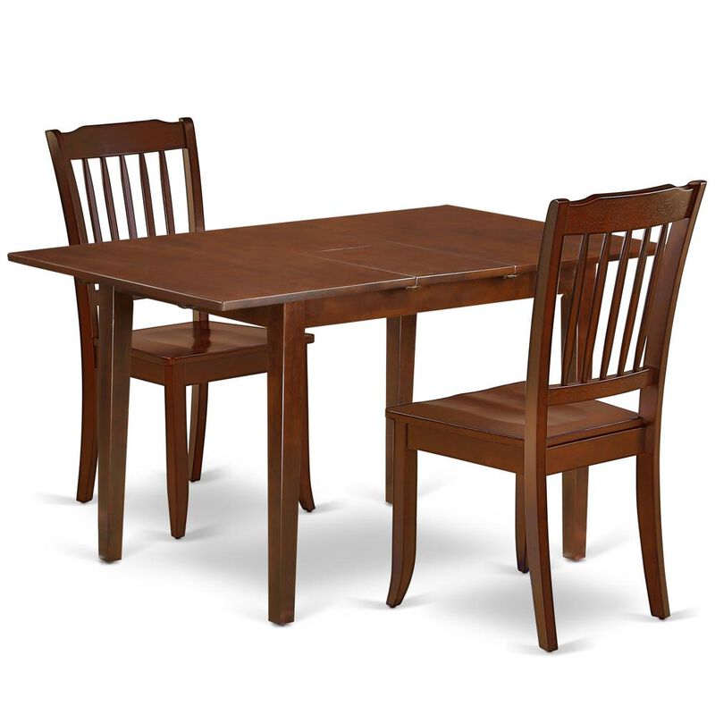 East West Furniture Dining Room Set Mahogany, PSDA3-MAH-W
