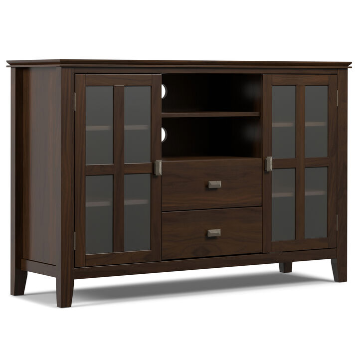 Artisan SOLID WOOD 53 inch Wide Transitional TV Media Stand in Tobacco Brown For TVs up to 60 inches
