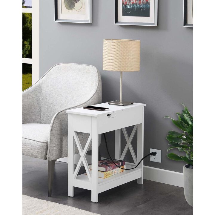 Convience Concept, Inc. Oxford Flip Top End Table with Charging Station and Shelf
