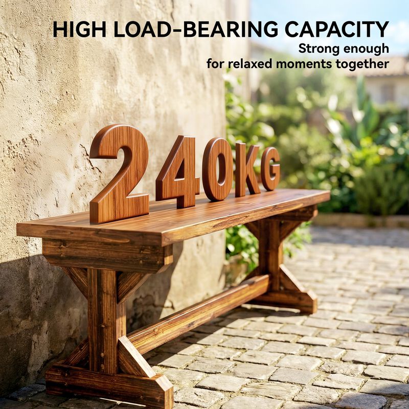 Hivvago Backless Wooden Patio Bench with X Base image number 4