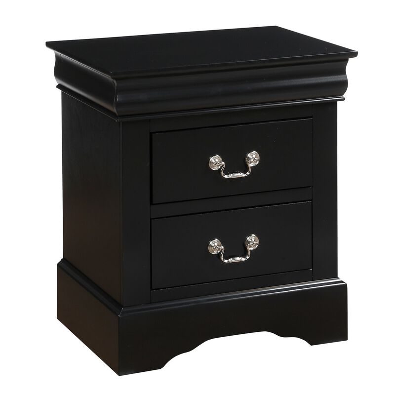 California King Bedroom Set, Black Wood, 3 Piece Set with 2 Nightstands image number 5