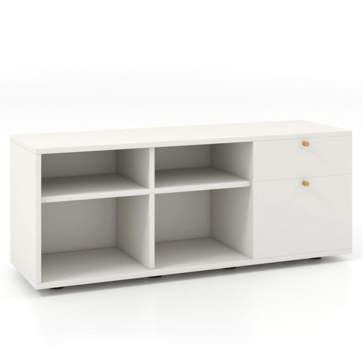 Hivvago Storage Cabinet TV Console Cabinet with 2 Drawers and 4 Cubes for Entryway
