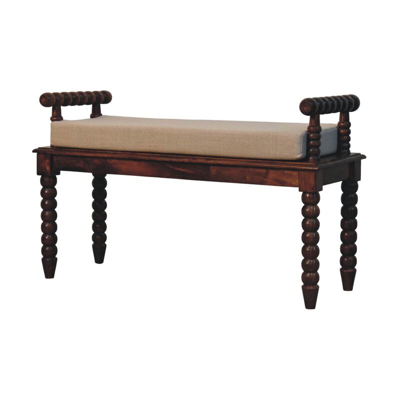 Solid Wood Spindle Cushioned Entryway Bench image number 2