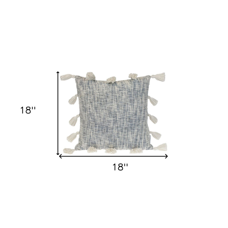 HomeRoots 18" Gray and White Striped Cotton Throw Pillow With Tassels image number 4