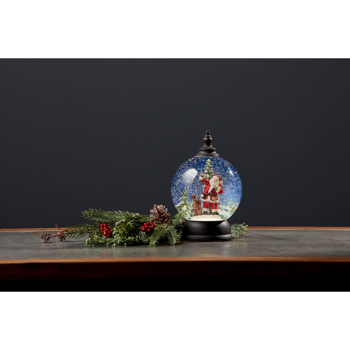 Santa in Sleigh Snow Globe Acrylic 6 Hr Timer 3 AA Batteries, Not Included