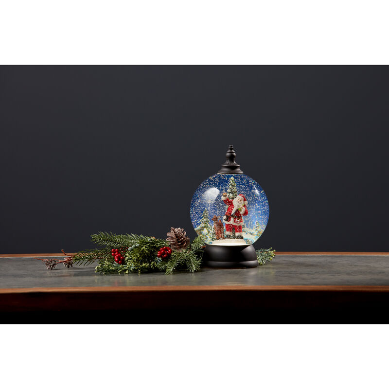 Santa in Sleigh Snow Globe Acrylic 6 Hr Timer 3 AA Batteries, Not Included