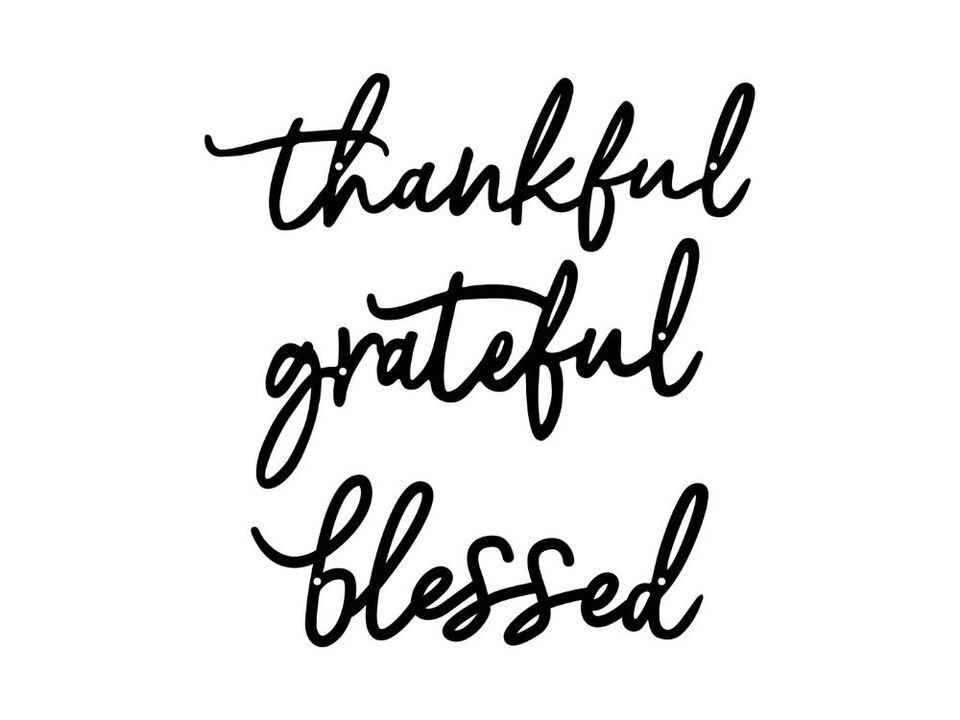 Thankful Grateful Blessed Metal Wall Decor 3 Piece Black Letters Art for Home