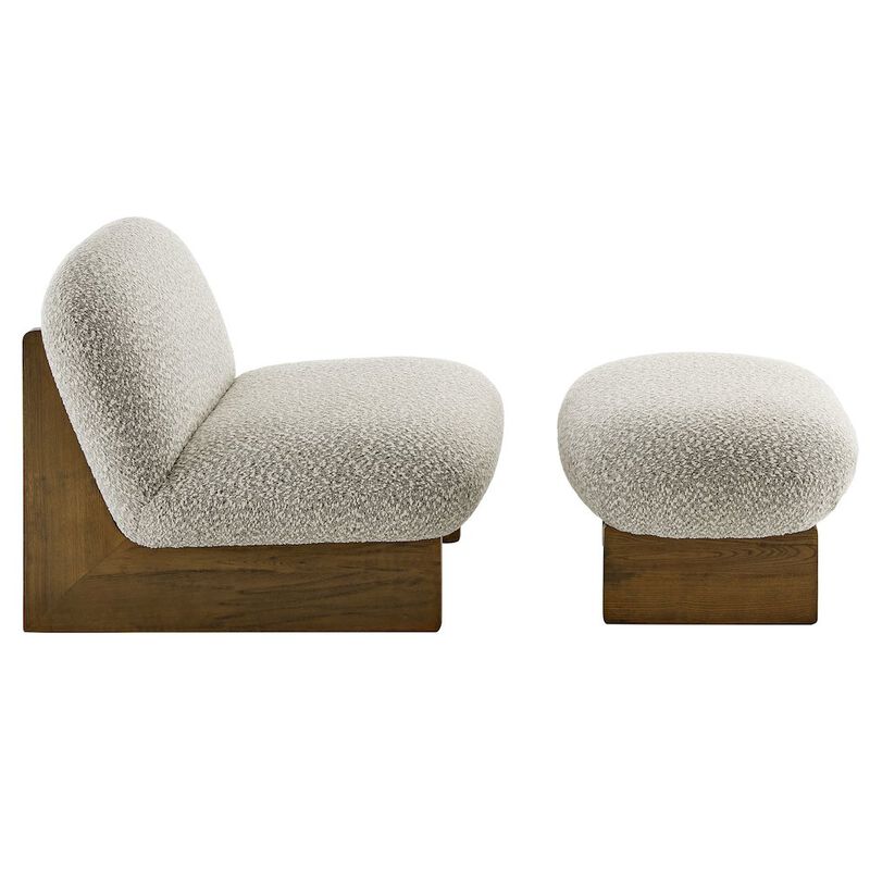 Loyal Boucle Fabric Accent Chair and Ottoman Set image number 3