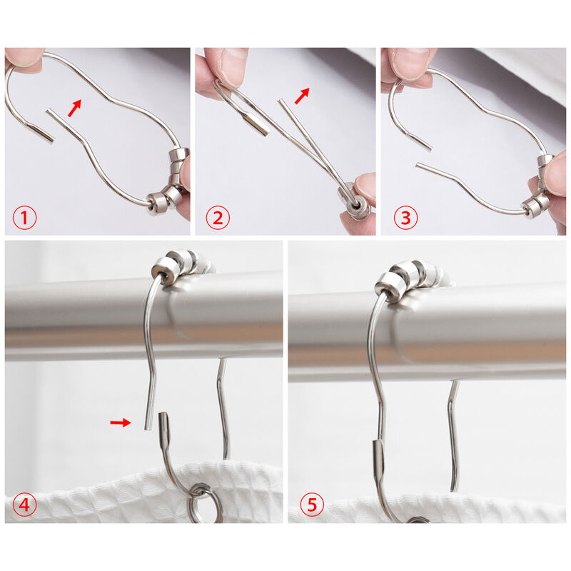Metal Shower Curtain Hooks, Set of 12 image number 6