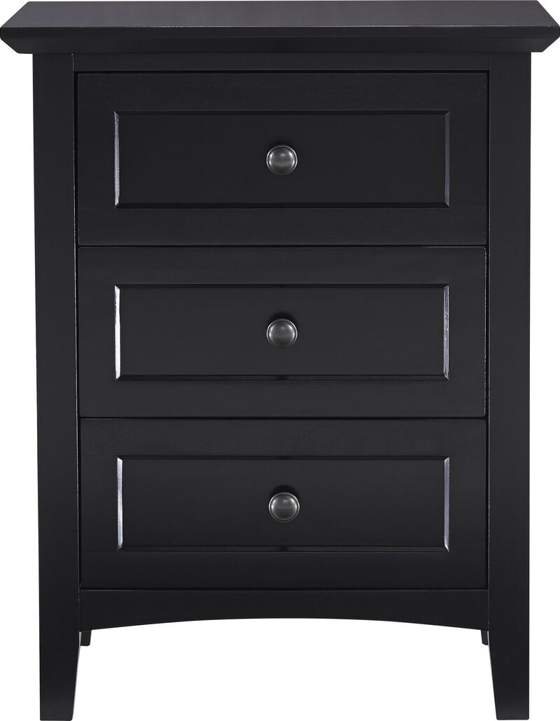 Paragon Three-Drawer Nightstand in Black