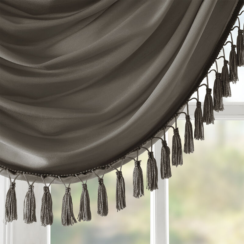 Gracie Mills Aurelius Faux Silk Sheen Waterfall Embellished Valance