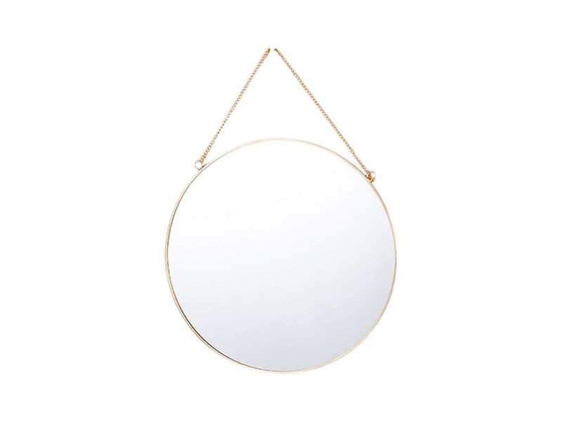 11.8 Inch Gold Round Hanging Wall Mirror with Chain image number 0