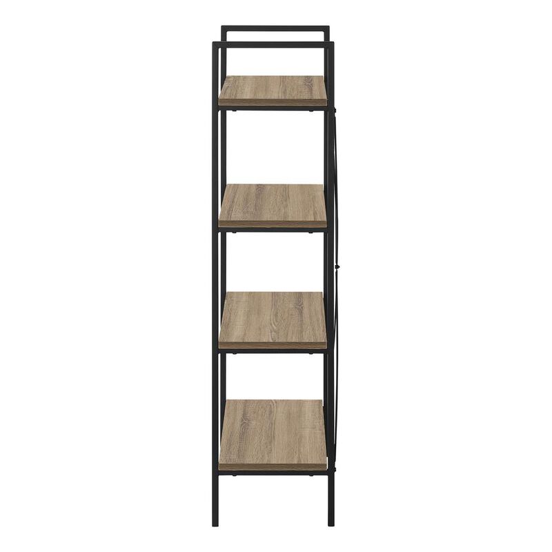 Bookshelf, Bookcase, 4 Tier, 48H, Office, Bedroom, Brown Laminate, Black
