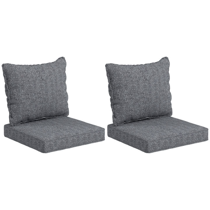 Outsunny 4 Patio Chair Cushions with Seat Cushion & Backrest, Fade Resistant Seat Replacement Cushion Set for Outdoor Garden Furniture, Gray