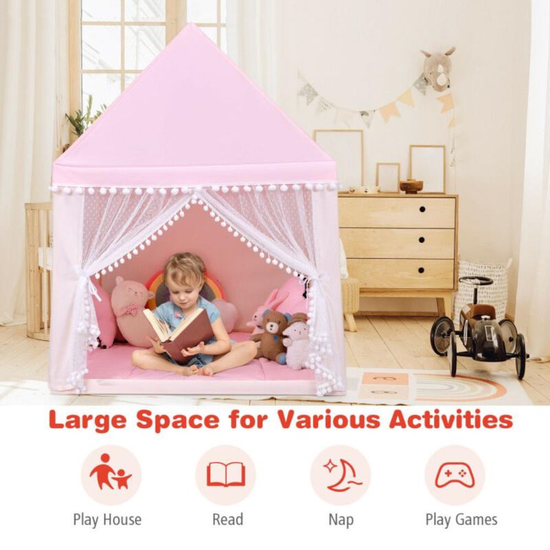 Hivvago Kids Play Tent Large Playhouse Children Play Castle Fairy Tent Gift with Mat