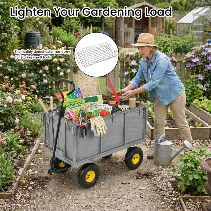 TATEUS 3-in-1 Oversized Steel Garden Cart