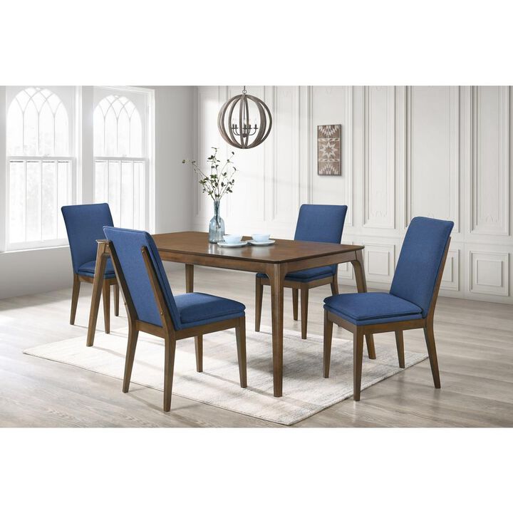 New Classic Furniture Maggie Dining Chair W/Blue Cushion-Walnut