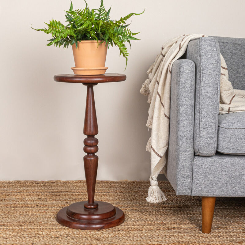 Bishop Pedestal Cocktail Side Table, Dark Chestnut image number 1
