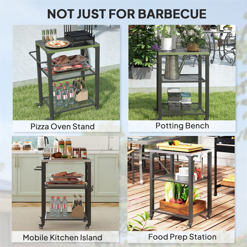 Portable BBQ Grill Cart &ndash; Heavy-Duty Outdoor Table with Wheels and Storage image number 5