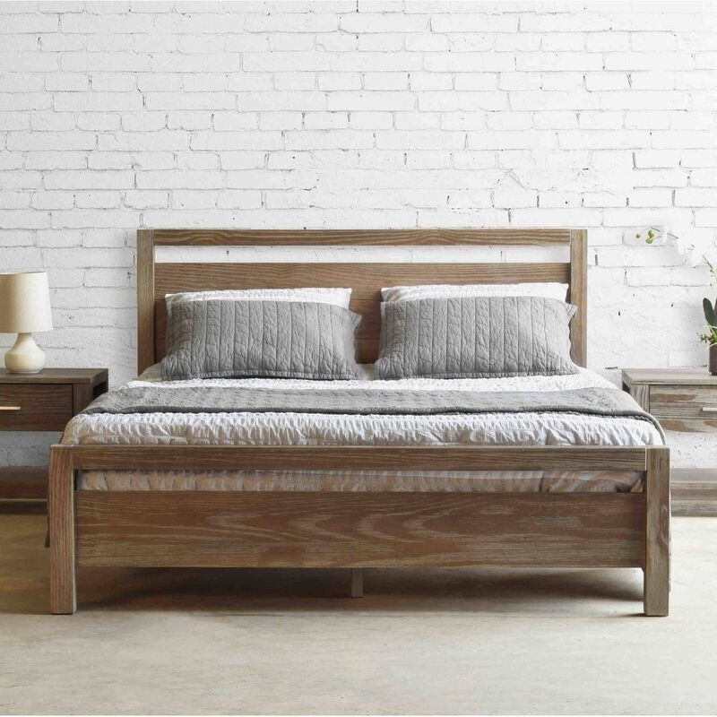Hivvago Queen Size FarmHouse Traditional Rustic Pine Platform Bed