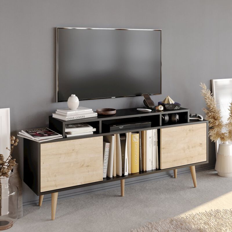 Decorotika Char Tv Stand - Black & Sapphire Oak