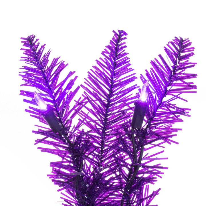 Vickerman 9' Purple Artificial Christmas Garland, Purple Dura-Lit LED Lights. - Faux Fir Christmas Garland - Indoor Seasonal Home Decor