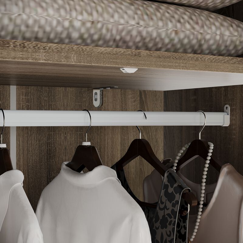 FUFU&GAGA Natural Wood Wardrobe with Shelves, Drawers, and Hanging Space, (47.2" W x 18.9" D x 94.5" H)，Brown