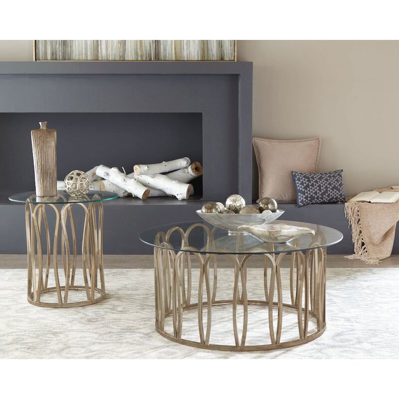 Coaster Co. of America Monett Round Glass Top Coffee Table Chocolate Chrome