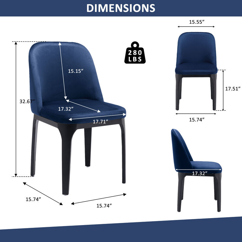 Velvet and Metal Dining Side Chair