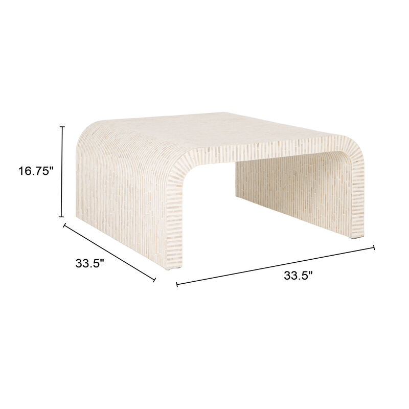 Mother of Pearl Waterfall Coffee Table, White image number 2