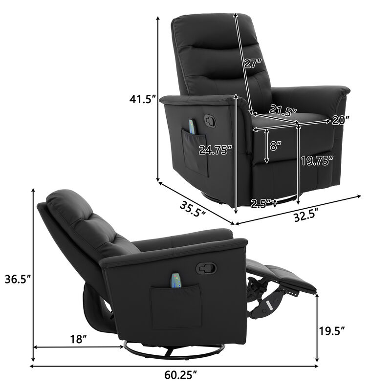 Merax Manual Massage Recliner Chair with 270&deg; Swivel & Rocking Function Recliners image number 3