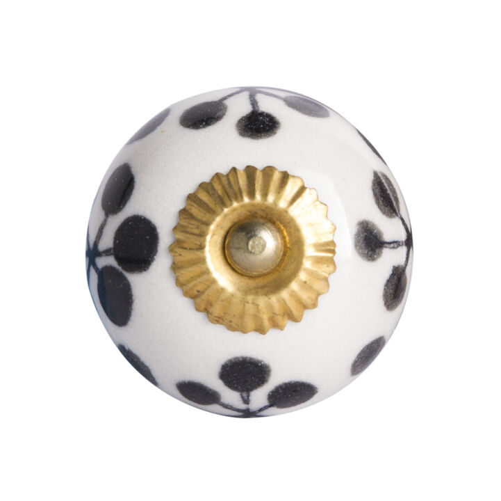HomeRoots Set of Eight Black And White Ceramic And Metal Drawer Pull Knobs