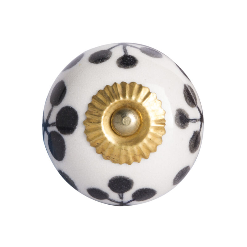 HomeRoots Set of Eight Black And White Ceramic And Metal Drawer Pull Knobs image number 0
