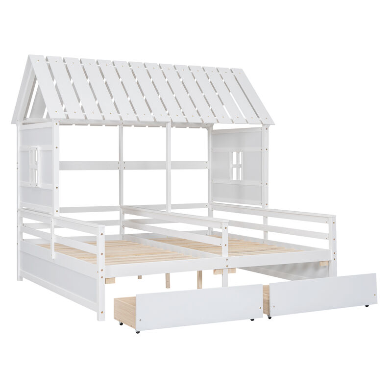 Merax House Platform Beds with Two Drawers