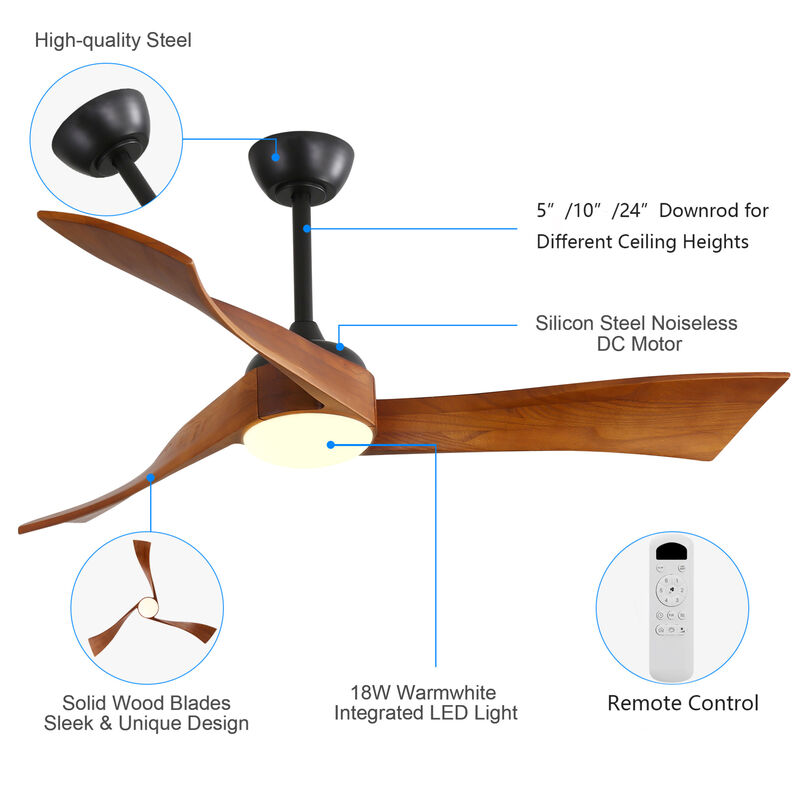 ELEMENT ACE Modern 52-Inch Reversible DC Motor Ceiling Fan With Dimmable LED Light And Remote Control image number 6