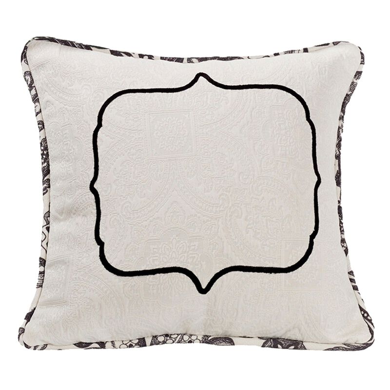 Augusta Embroidered Toile Throw Pillow image number 0