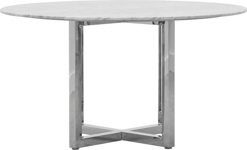 Amalfi 48 inch Round Carrara Marble Top Dining Table with Chrome Base