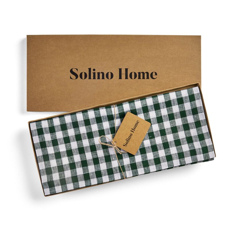 Linen Table Runner - Gingham Check