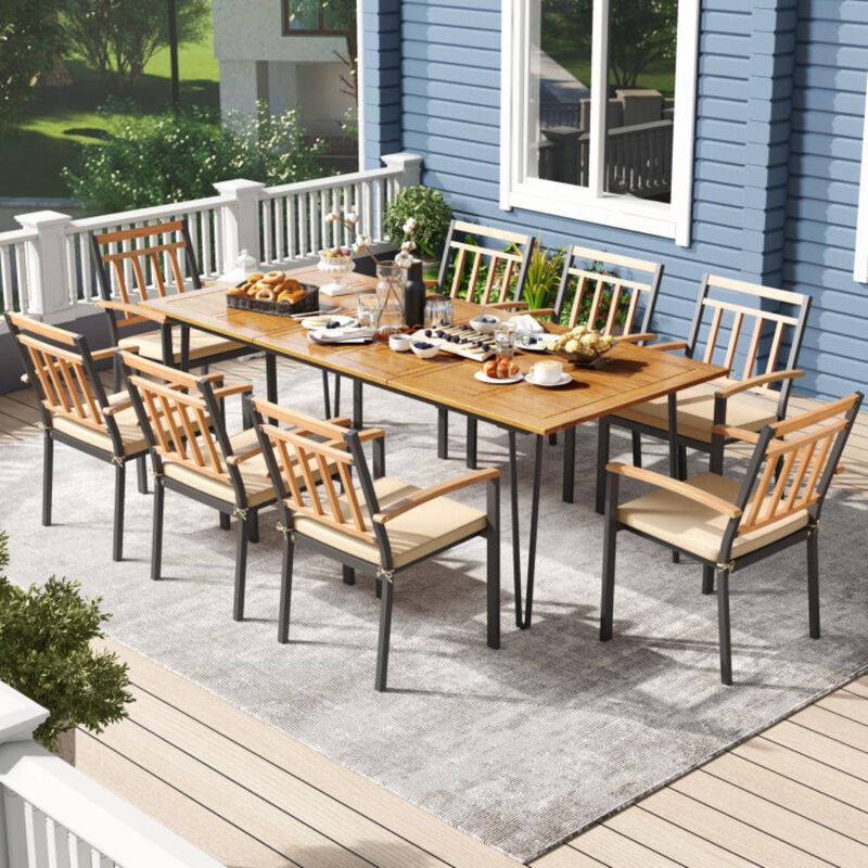 Hivvago 9 Pieces Patio Dining Outdoor Furniture Set with 8 Chairs and Umbrella Hole