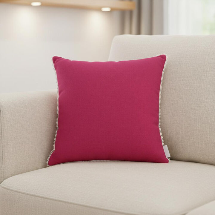 HomeRoots 20" Hot Pink Cotton Throw Pillow With Fringe