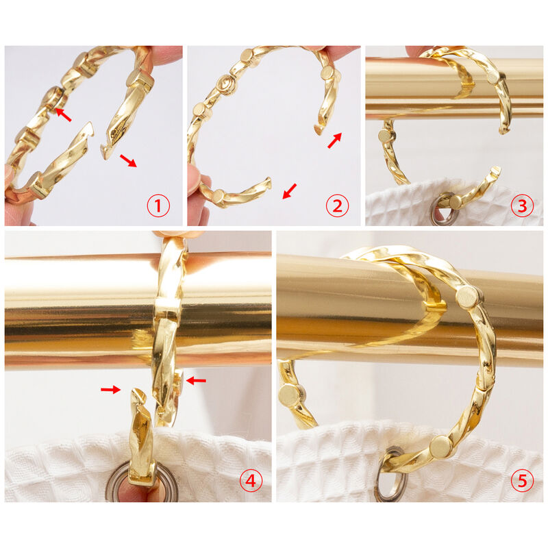 Zinc Twisted Shower Curtain Hooks, Set of 12 image number 8