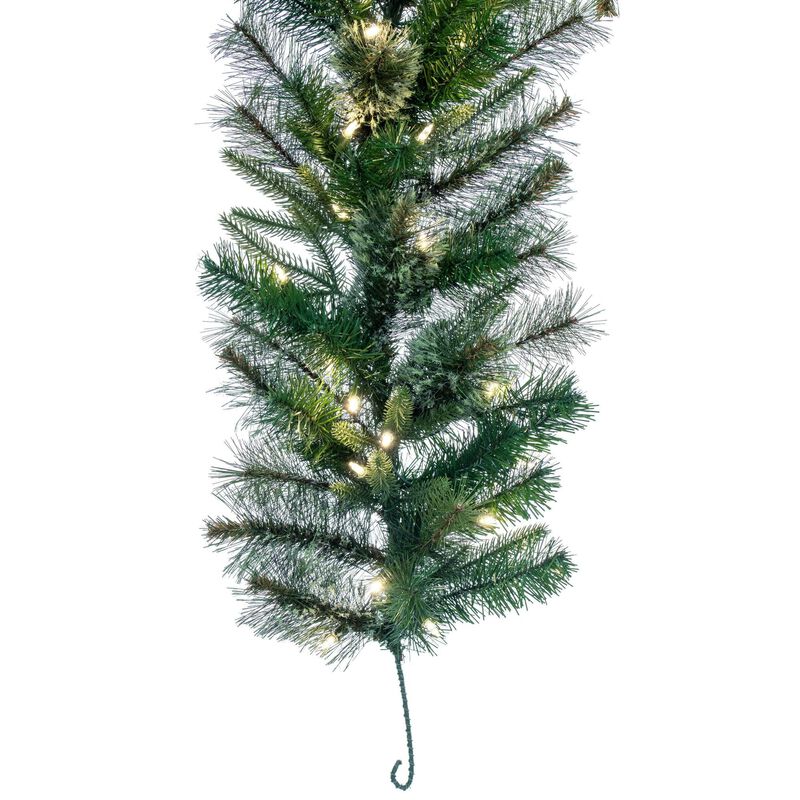 Vickerman 9' x 14" Cashmere Pine Artificial Christmas Garland with 240 PE/PVC Tips and 100 Warm White LED Mini Lights, Dura-Lit Technology, 120V AC, Heavy Duty Wire Frame for Shape Retention image number 2
