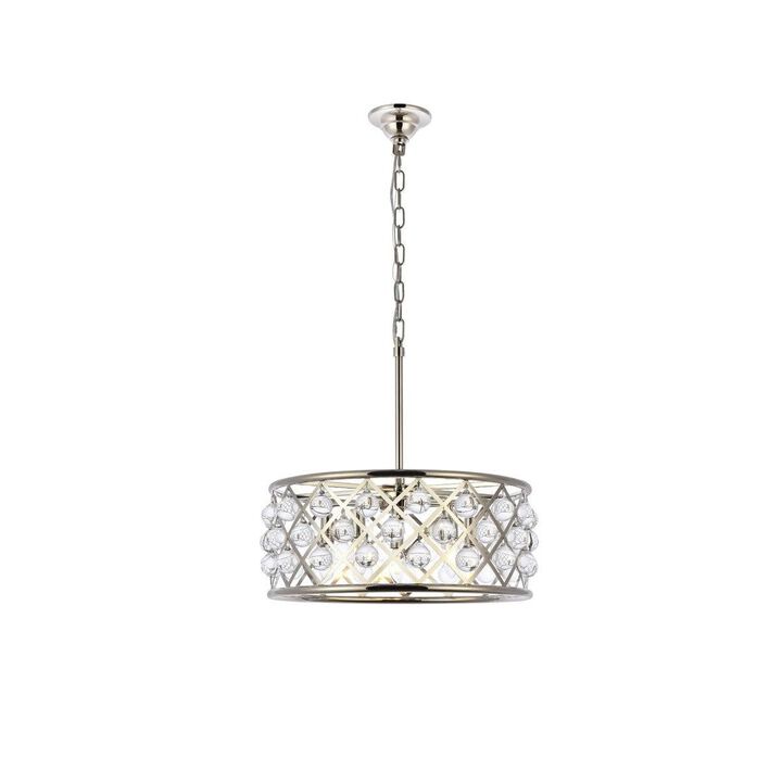 Urban ClassicElegant Lighting 1213D20PN/RC Madison Collection 5-Light Pendant Lamp with Royal Cut, 20" Depth x 9" Height, Polished Nickel Finish, Crystal