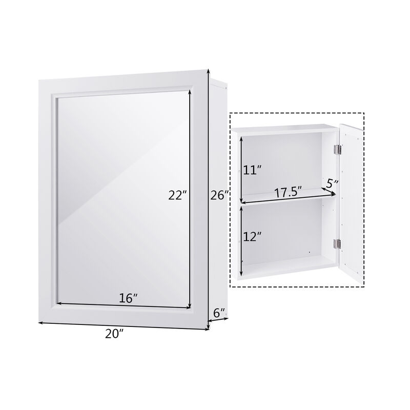 Wall Mounted Adjustable Medicine Storage Mirror Cabinet