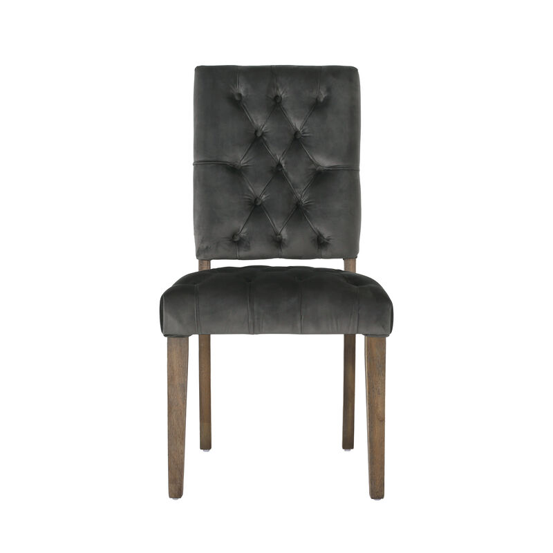 Streamdale Elegant Button-Tufted Upholstered Dining Chairs with Weathered Legs