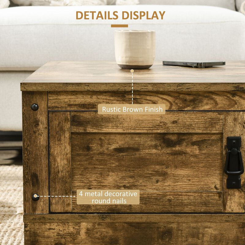 Rustic Brown Living Room Table: Vintage Coffee Table with Storage
