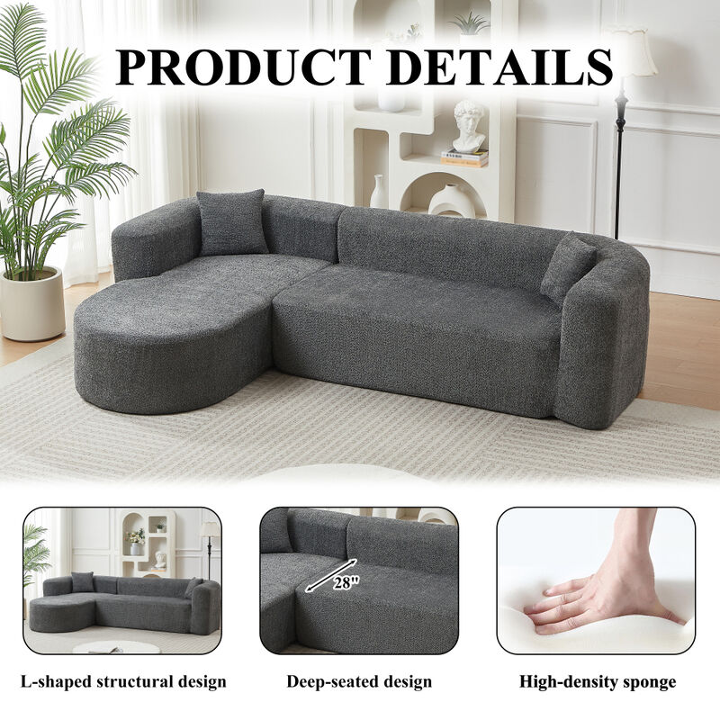 Rorvko Curved Chenille Sectional Sofa image number 3