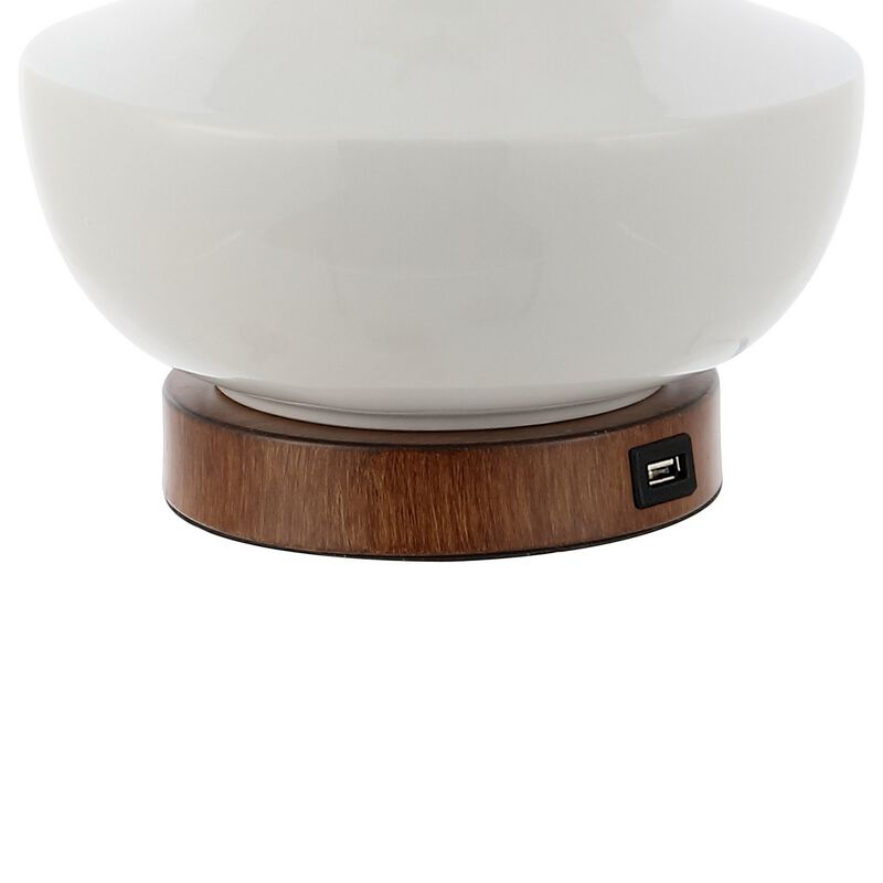 Finn Vintage Minimalist Iron/Ceramic LED Mini Table Lamp with USB Charging Port