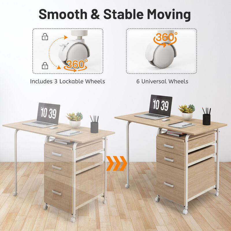 Folding Computer Laptop Desk Wheeled Home Office Furniture image number 5