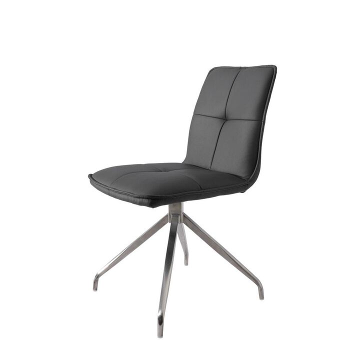 Dining Chair With Pu Seat And Brushed Stainless Steel Leg, Set Of 2